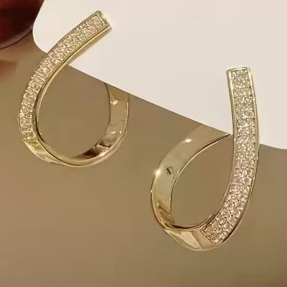 Rhinestone and Gold Earrings
